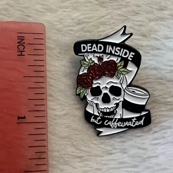 Dead inside but caffeinated lapel pin - Picture 2 of 3